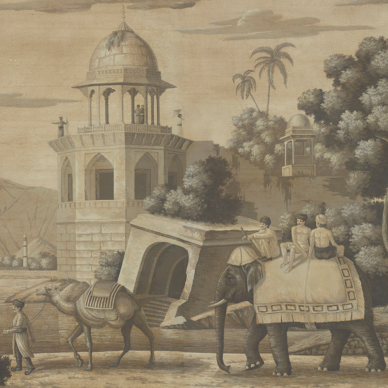 Обои ручная роспись Early Views of India Eau Forte on antique scenic Xuan paper Обои ручная роспись Early Views of India Eau Forte on antique scenic Xuan paper в Костроме | Loft Concept