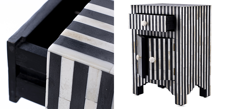 Тумба инкрустация костью Inlaid Bone Stripes чёрно-белые полосы Тумба инкрустация костью Inlaid Bone Stripes чёрно-белые полосы - Loft-Concept в Костроме
