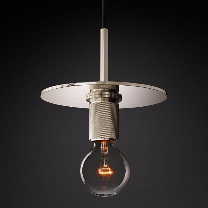 Подвесной светильник RH Utilitaire Disk Shade Pendant Silver Никель Прозрачное Стекло Подвесной светильник RH Utilitaire Disk Shade Pendant Silver Никель Прозрачное Стекло в Костроме | Loft Concept