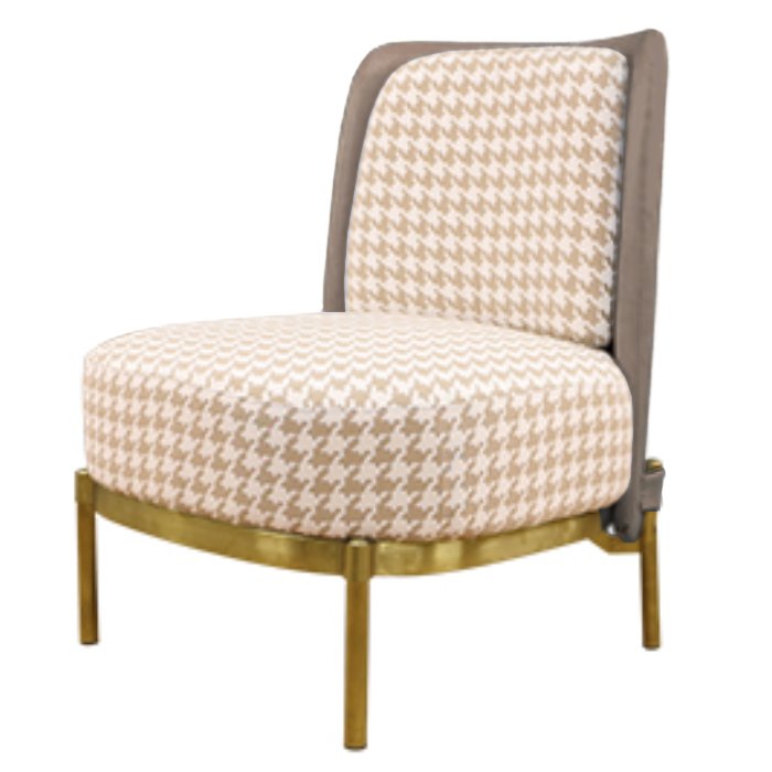 Кресло Pied de poule Beige Armchair Бежевый Латунь Молочный Кресло Pied de poule Beige Armchair Бежевый Латунь Молочный в Костроме | Loft Concept