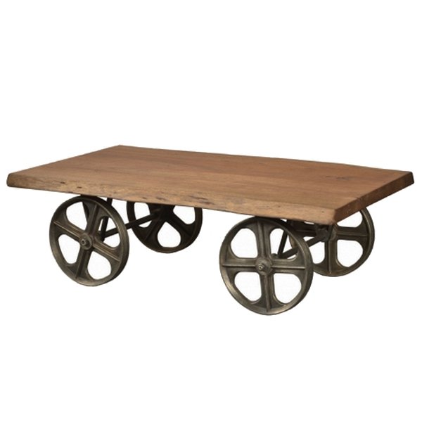 Стол на колесах Industrial Coffee Table on Wheels Акация Стол на колесах Industrial Coffee Table on Wheels Акация в Костроме | Loft Concept