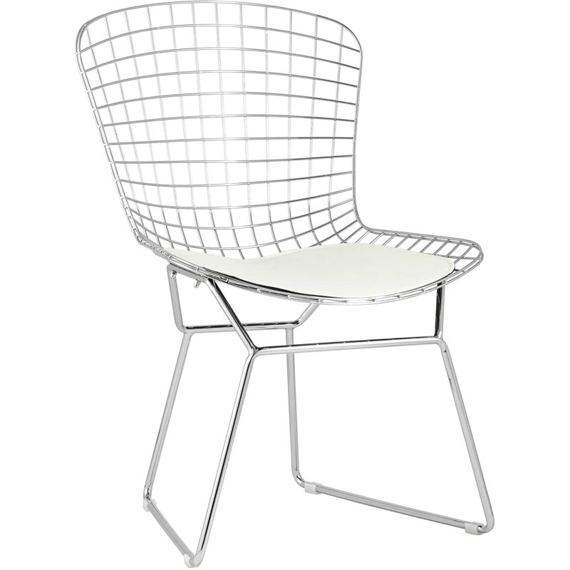 Стул Bertoia Chair Хромированный с Белой подушкой Хром Белый Стул Bertoia Chair Хромированный с Белой подушкой Хром Белый в Костроме | Loft Concept