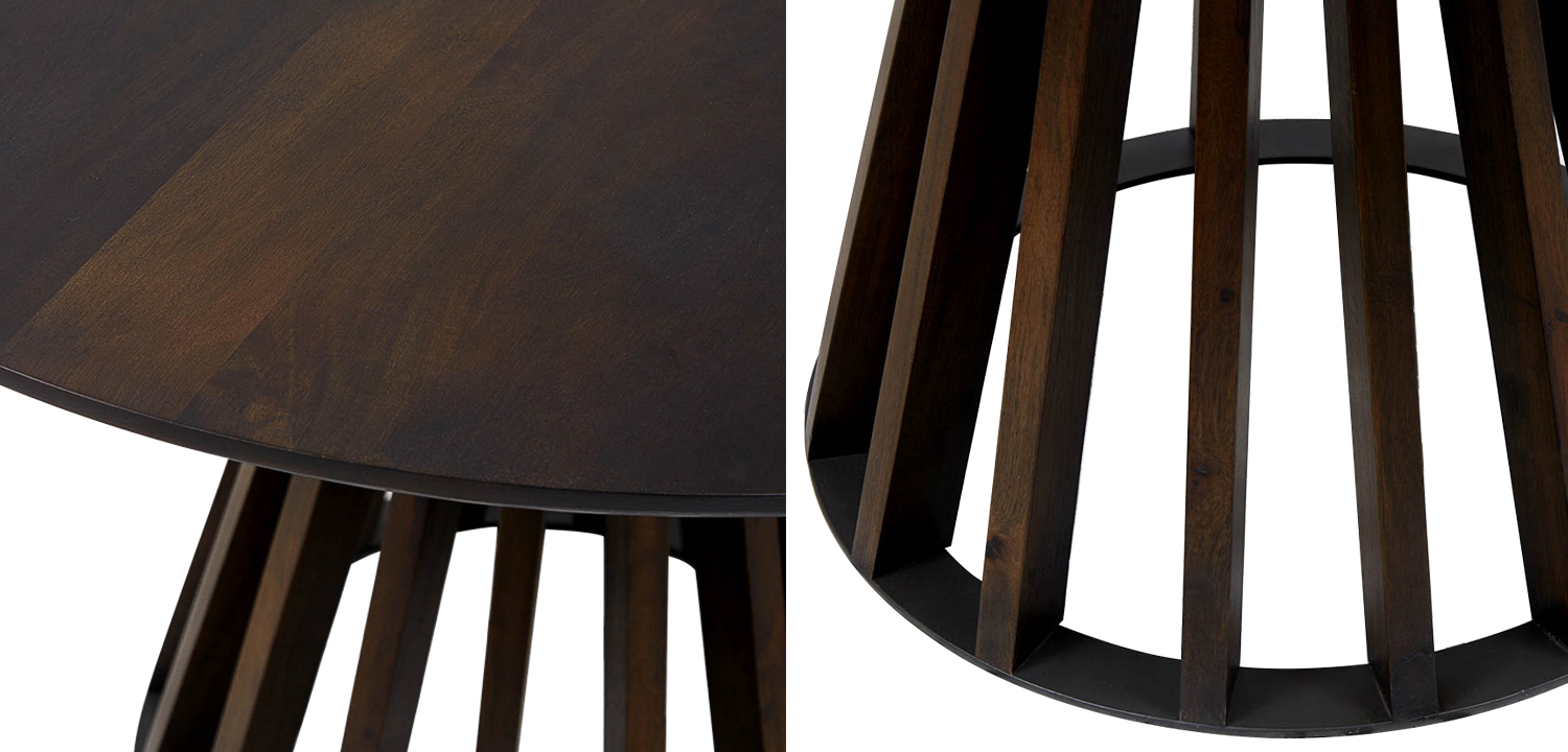 Обеденный круглый стол Seamus Brown Wood Dining Table - фото