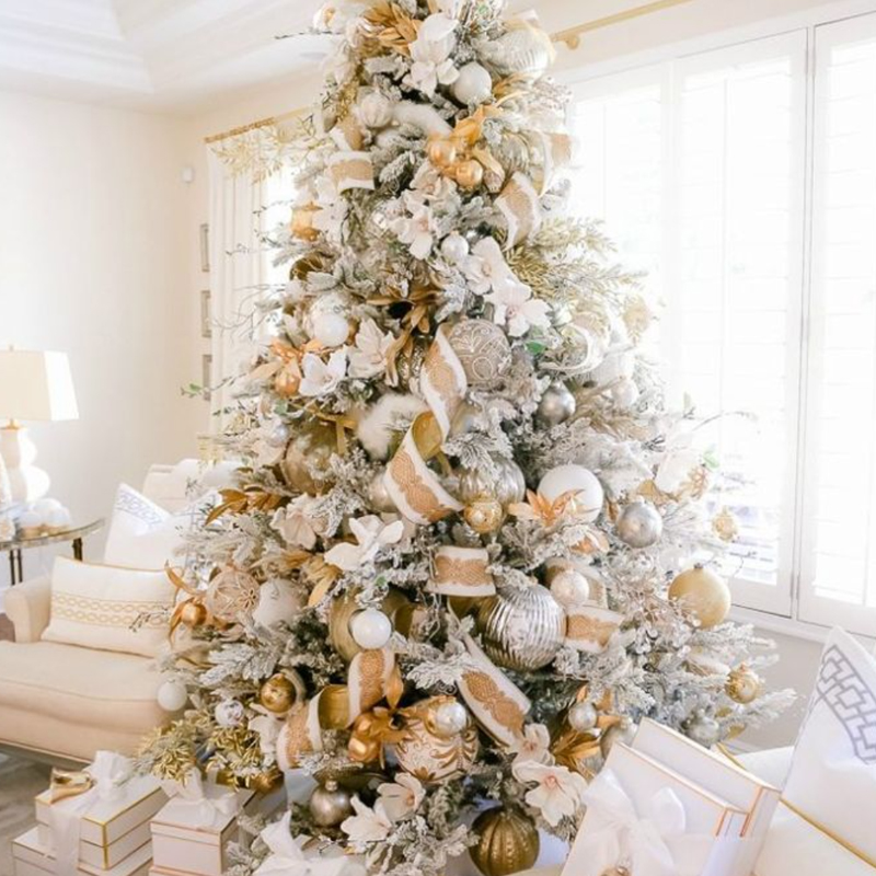 Дизайнерская Елка Премиум с Золотым Декором Christmas Tree Golden Tale Кремовый Белый Золотой в Костроме | Loft Concept 