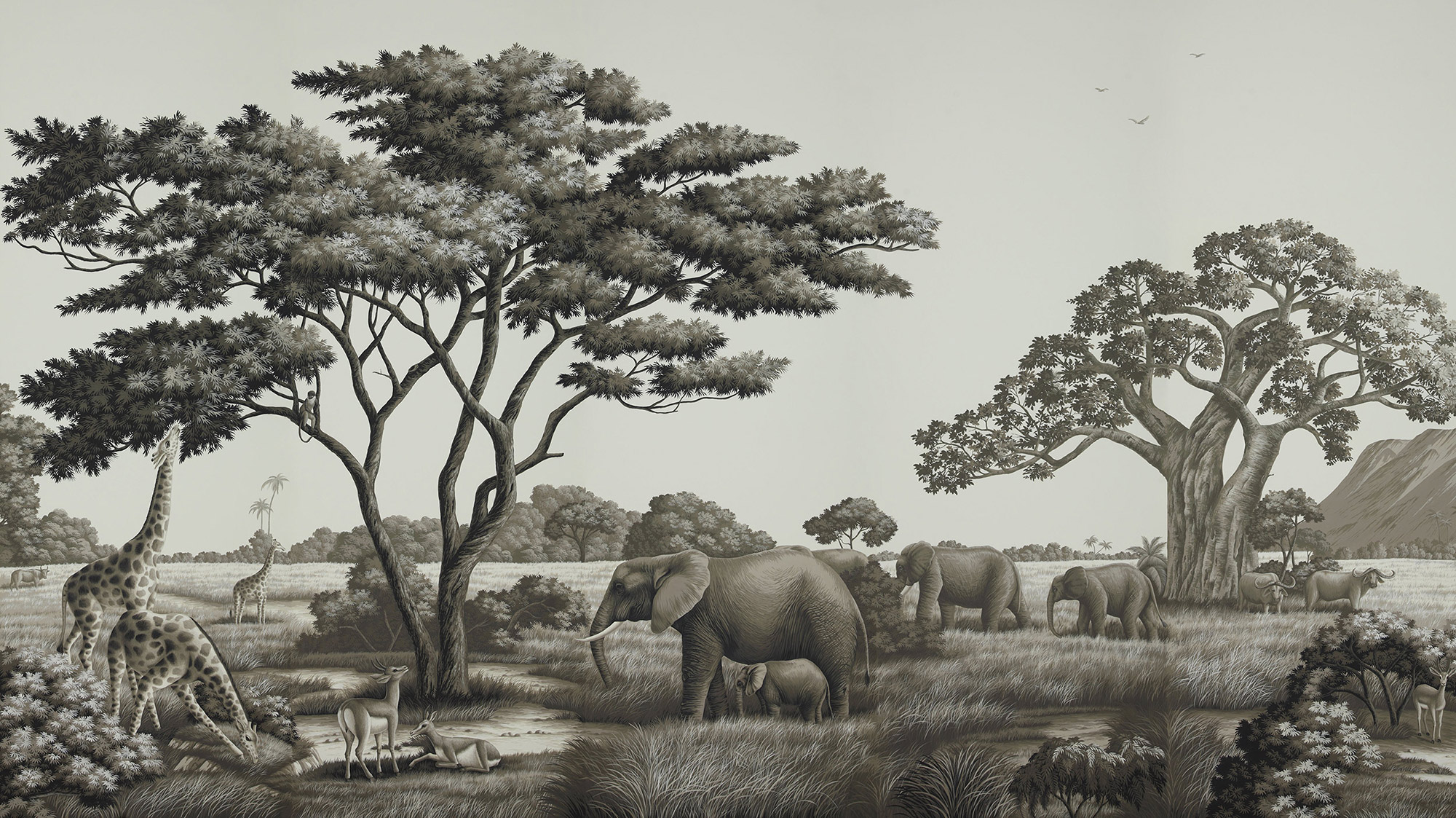 Обои ручная роспись African Savannah Colourway SC-94 on scenic paper Обои ручная роспись African Savannah Colourway SC-94 on scenic paper - постер Loft-Concept в Костроме