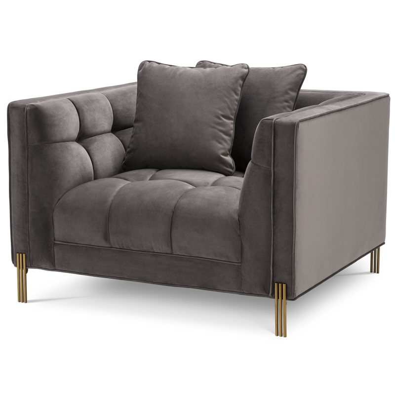 Кресло Eichholtz Chair Sienna grey Серый Латунь Кресло Eichholtz Chair Sienna grey Серый Латунь в Костроме | Loft Concept