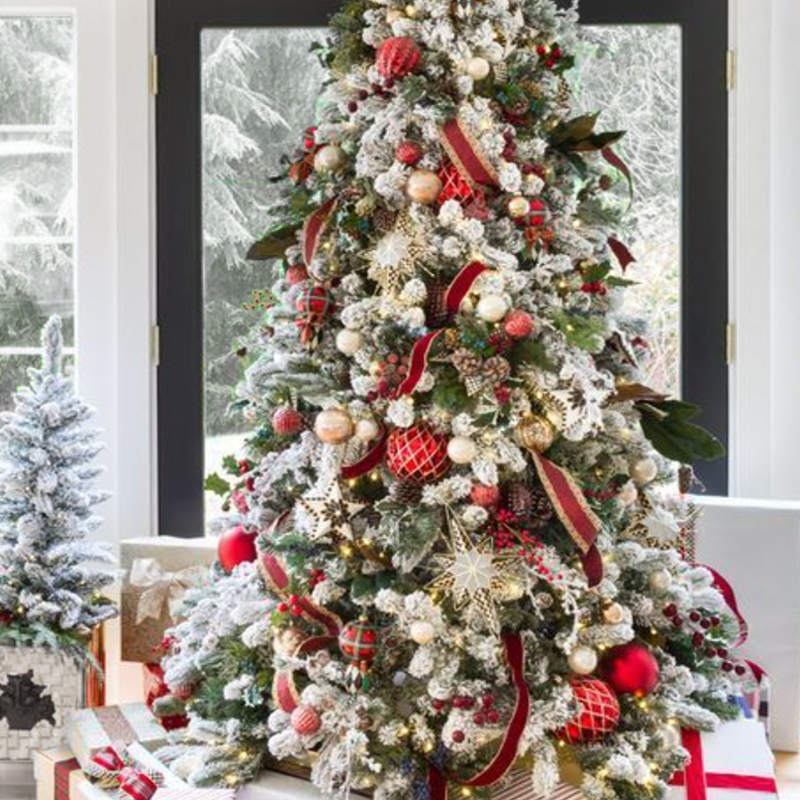 Дизайнерская Ель с Красным Декором Christmas Tree Christmas British Style Красный Белый Зеленый Дизайнерская Ель с Красным Декором Christmas Tree Christmas British Style Красный Белый Зеленый в Костроме | Loft Concept