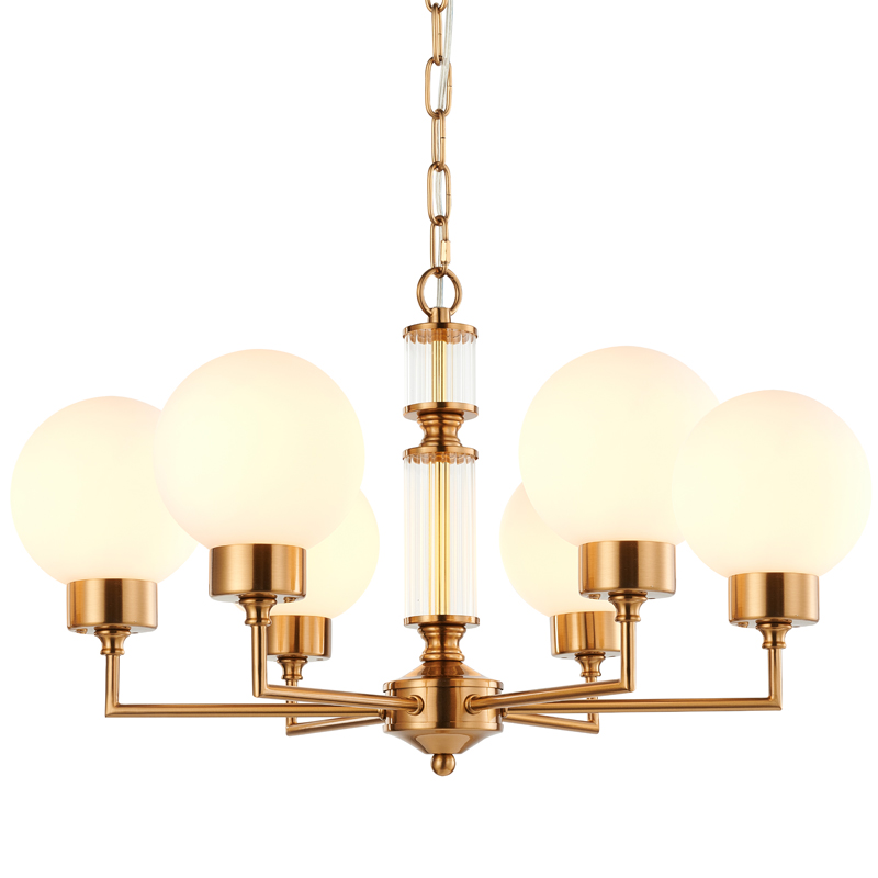 Люстра Zibille Chandelier Brass 58 Латунь Белое матовое стекло Прозрачный Люстра Zibille Chandelier Brass 58 Латунь Белое матовое стекло Прозрачный в Костроме | Loft Concept