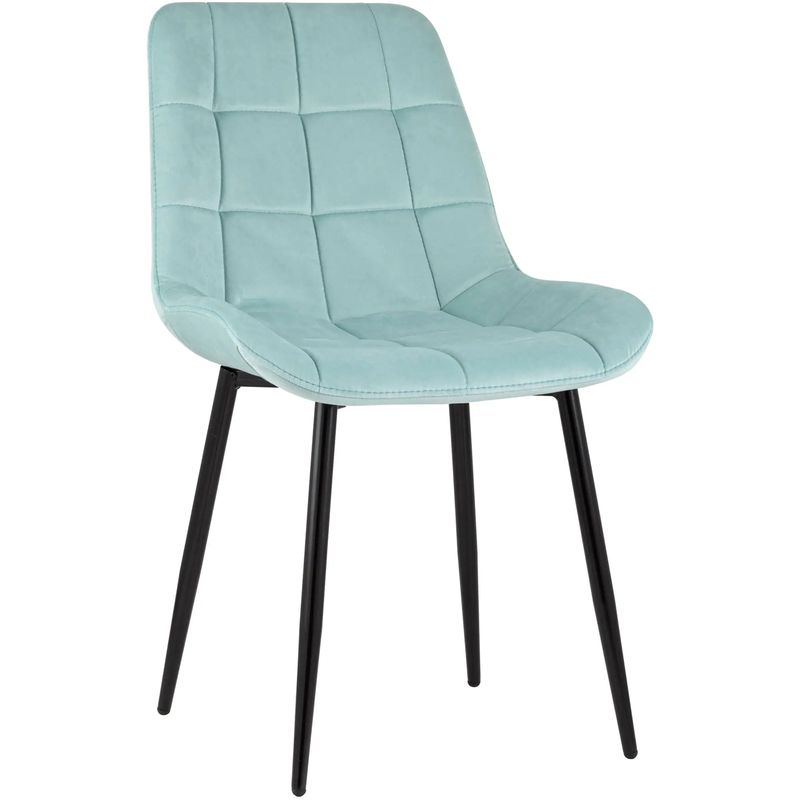 Стул NANCY Chair Светло-Голубой Велюр Светло-голубой Черный Стул NANCY Chair Светло-Голубой Велюр Светло-голубой Черный в Костроме | Loft Concept