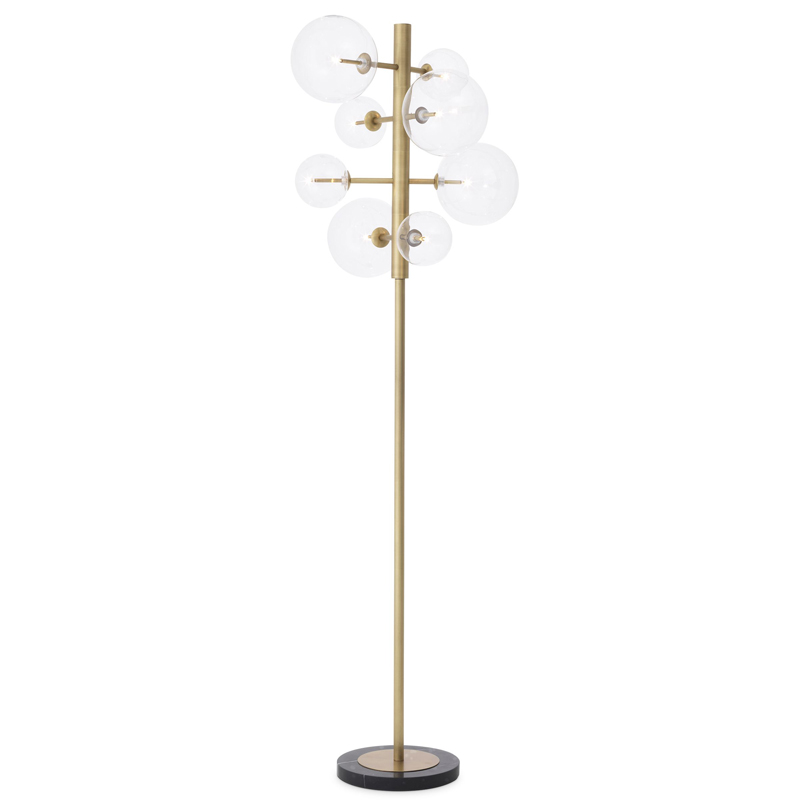 Торшер Eichholtz Floor Lamp Argento Латунь Прозрачное Стекло Черный Мрамор Nero Торшер Eichholtz Floor Lamp Argento Латунь Прозрачное Стекло Черный Мрамор Nero в Костроме | Loft Concept