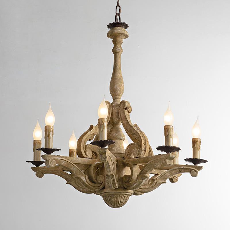 Люстра Rustic Wood Chandeliers 8 Бежево-серый Люстра Rustic Wood Chandeliers 8 Бежево-серый в Костроме | Loft Concept