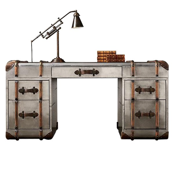 Стол RH Richards metal trunk Desks Алюминий Коричневый винтаж Стол RH Richards metal trunk Desks Алюминий Коричневый винтаж в Костроме | Loft Concept