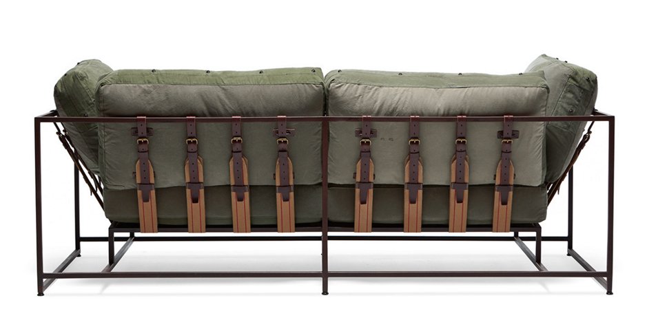 Двухместный диван Olive Military Two Seat Sofa Двухместный диван Olive Military Two Seat Sofa - Loft-Concept в Костроме