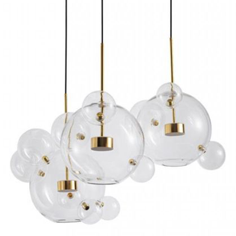 Светодиодный светильник Giopato & Coombes Bubble Chandelier Gold Circle 3 плафона Белый Золотой Прозрачное Стекло Светодиодный светильник Giopato & Coombes Bubble Chandelier Gold Circle 3 плафона Белый Золотой Прозрачное Стекло в Костроме | Loft Concept