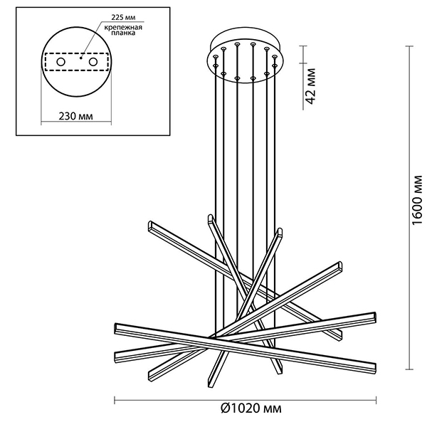 Люстра Rolf Six Black Lines Chandelier Люстра Rolf Six Black Lines Chandelier в Костроме