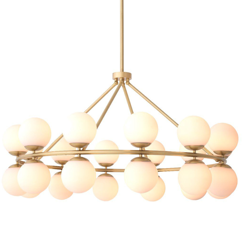 Люстра Eichholtz Chandelier Hutchinson Brass Латунь Античная полированная Белое матовое стекло Люстра Eichholtz Chandelier Hutchinson Brass Латунь Античная полированная Белое матовое стекло в Костроме | Loft Concept