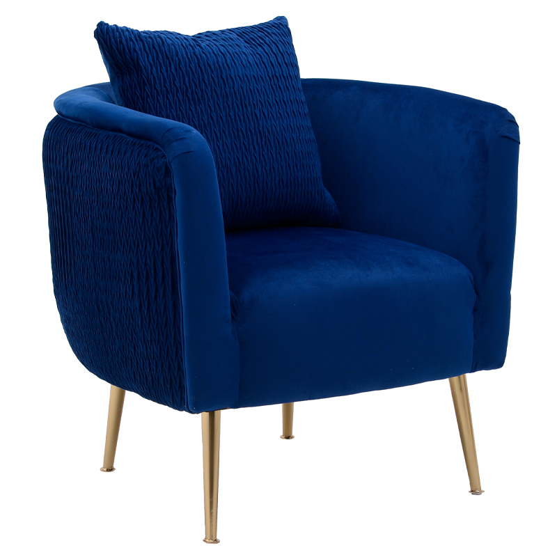 Кресло Yvette Armchair Blue Синий Глянцевое золото Кресло Yvette Armchair Blue Синий Глянцевое золото в Костроме | Loft Concept