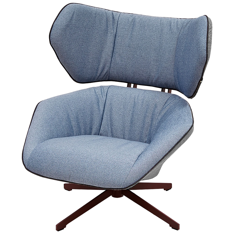 Вращающееся кресло с двухцветной обивкой Wilder Armchair голубой и серый Голубой Серый Коричневый Вращающееся кресло с двухцветной обивкой Wilder Armchair голубой и серый Голубой Серый Коричневый в Костроме | Loft Concept