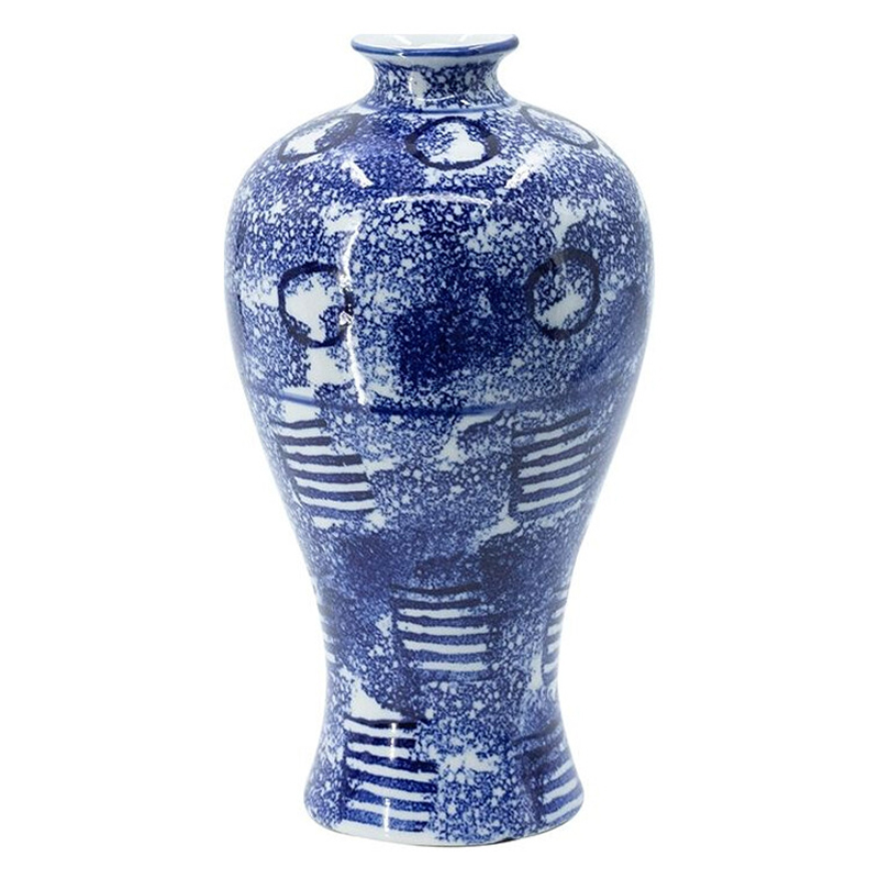 Ваза из фарфора сине-белого цвета Blue & White Ornament Белый Синий Ваза из фарфора сине-белого цвета Blue & White Ornament Белый Синий в Костроме | Loft Concept