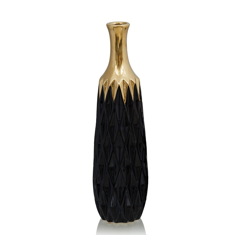 Ваза Gold Neck Vase Глянцевое золото Черный Ваза Gold Neck Vase Глянцевое золото Черный в Костроме | Loft Concept