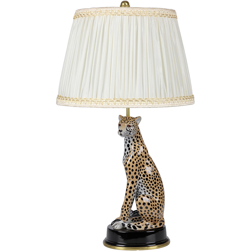 Настольная лампа с абажуром Leopard Table Lamp Кремовый Коричневый Черный Настольная лампа с абажуром Leopard Table Lamp Кремовый Коричневый Черный в Костроме | Loft Concept