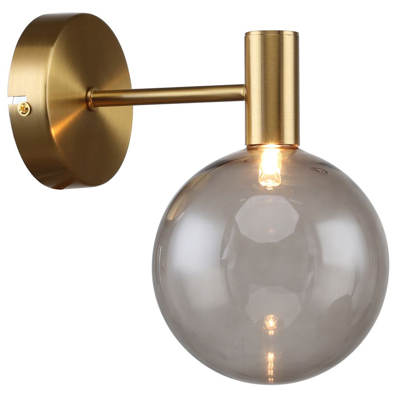Бра с выдувным плафоном коньячного цвета Carmella Globe Brass Латунь Коньяк Бра с выдувным плафоном коньячного цвета Carmella Globe Brass Латунь Коньяк в Костроме | Loft Concept