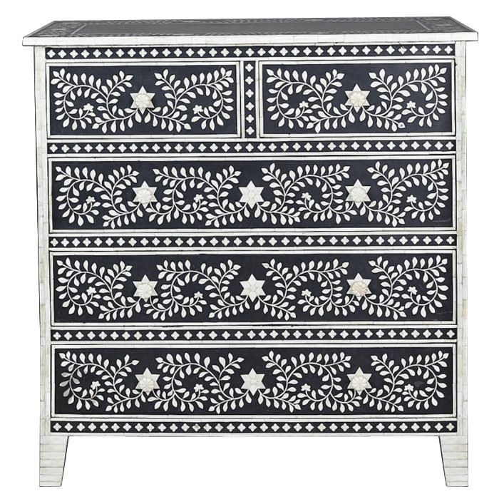 Комод Inlaid Bone Stars Белый Черный Комод Inlaid Bone Stars Белый Черный в Костроме | Loft Concept