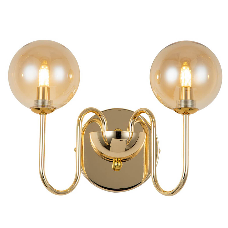 Бра Sheiry Glass Ball Wall Lamp Глянцевое золото Янтарный Бра Sheiry Glass Ball Wall Lamp Глянцевое золото Янтарный в Костроме | Loft Concept