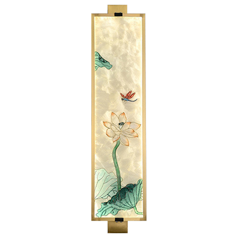 Настенный светильник Lotus Flower and Dragonfly Oriental Scenes Wall Lamp Золотой Бежевый Мульти Настенный светильник Lotus Flower and Dragonfly Oriental Scenes Wall Lamp Золотой Бежевый Мульти в Костроме | Loft Concept