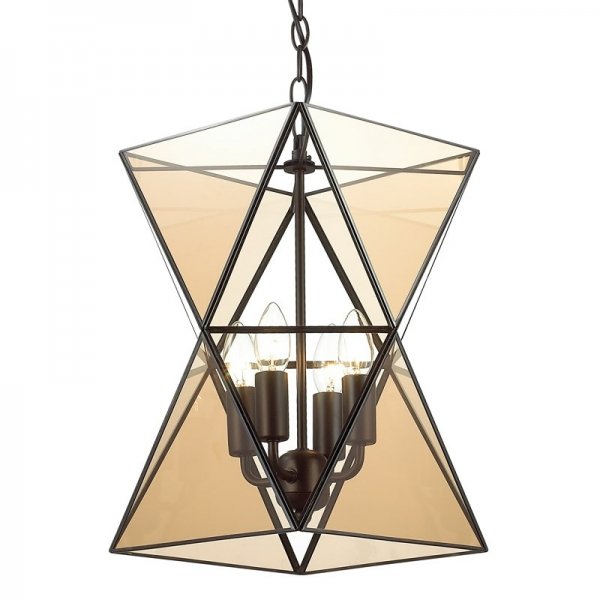 Люстра PolyPyramid Glass Pendant 4 Cognac Прозрачный Люстра PolyPyramid Glass Pendant 4 Cognac Прозрачный в Костроме | Loft Concept