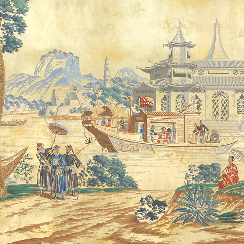 Обои ручная роспись Procession Chinoise Special Colourway on Warm Gold gilded paper Обои ручная роспись Procession Chinoise Special Colourway on Warm Gold gilded paper в Костроме | Loft Concept