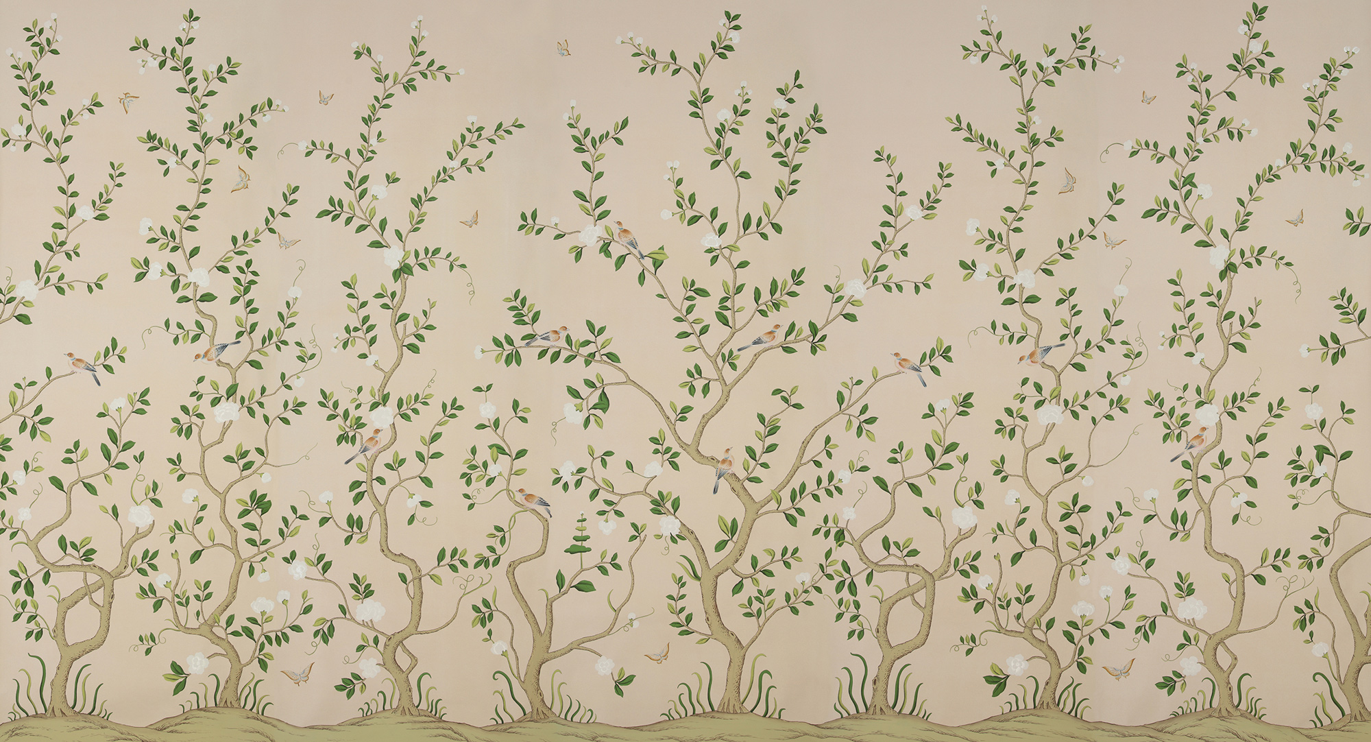 Обои ручная роспись Gustavian Garden Spring on Gentleman's Pink dyed paper Обои ручная роспись Gustavian Garden Spring on Gentleman's Pink dyed paper - постер Loft-Concept в Костроме
