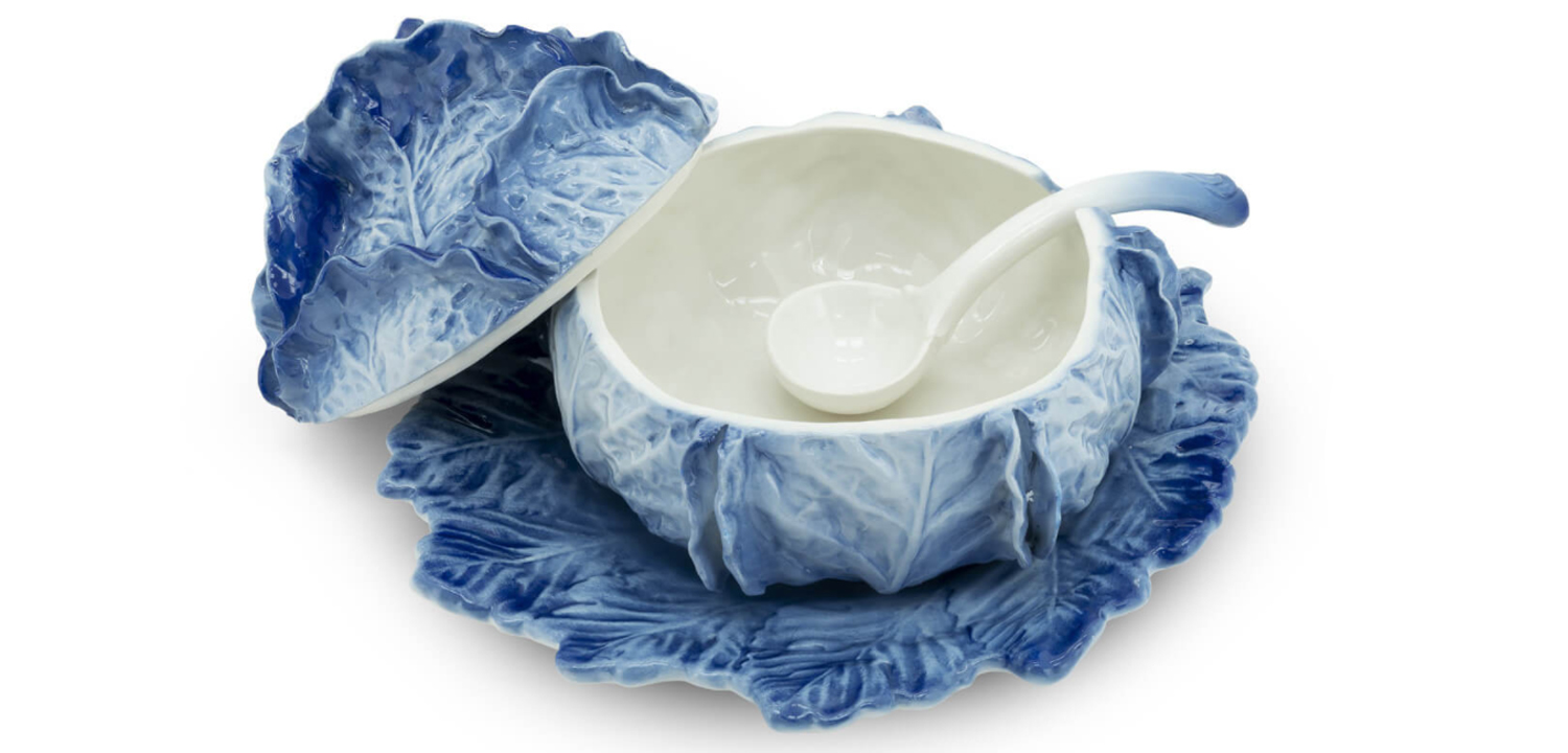 Супница SOUP BOWL CABBAGE W/PLATE D25 Blue - фото