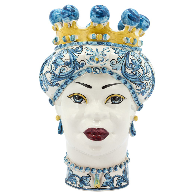 Ваза VASE MORO LADY CROWN blue Желтый Синий Ваза VASE MORO LADY CROWN blue Желтый Синий в Костроме | Loft Concept