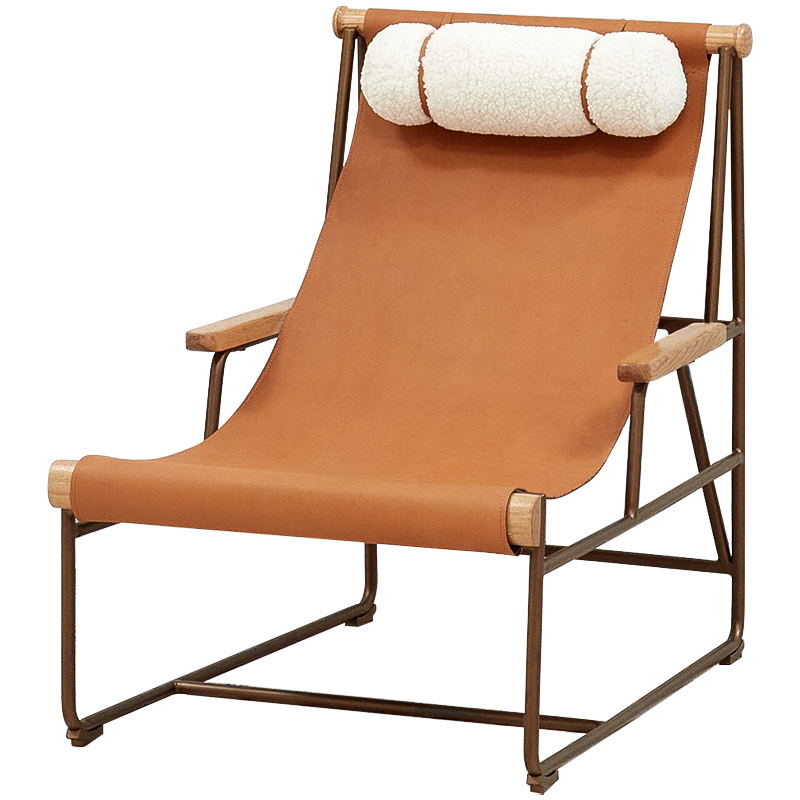 Кресло на металлическом каркасе Favreau Armchair Коричневый Белый Древесина Кресло на металлическом каркасе Favreau Armchair Коричневый Белый Древесина в Костроме | Loft Concept