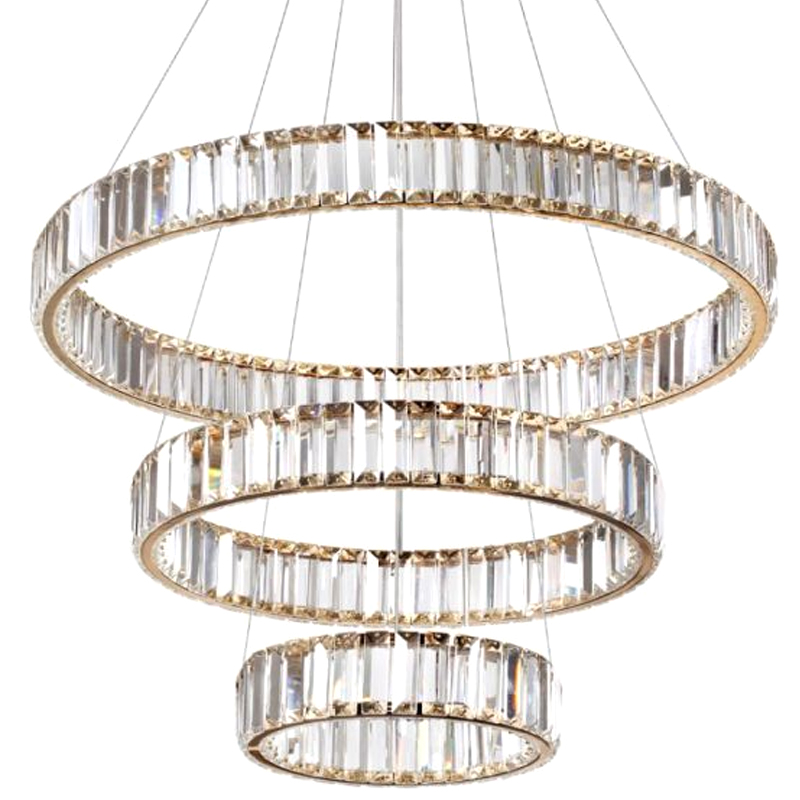 Люстра Хрустальная Ring Horizontal 3 кольца Золотой Прозрачный Люстра Хрустальная Ring Horizontal 3 кольца Золотой Прозрачный в Костроме | Loft Concept