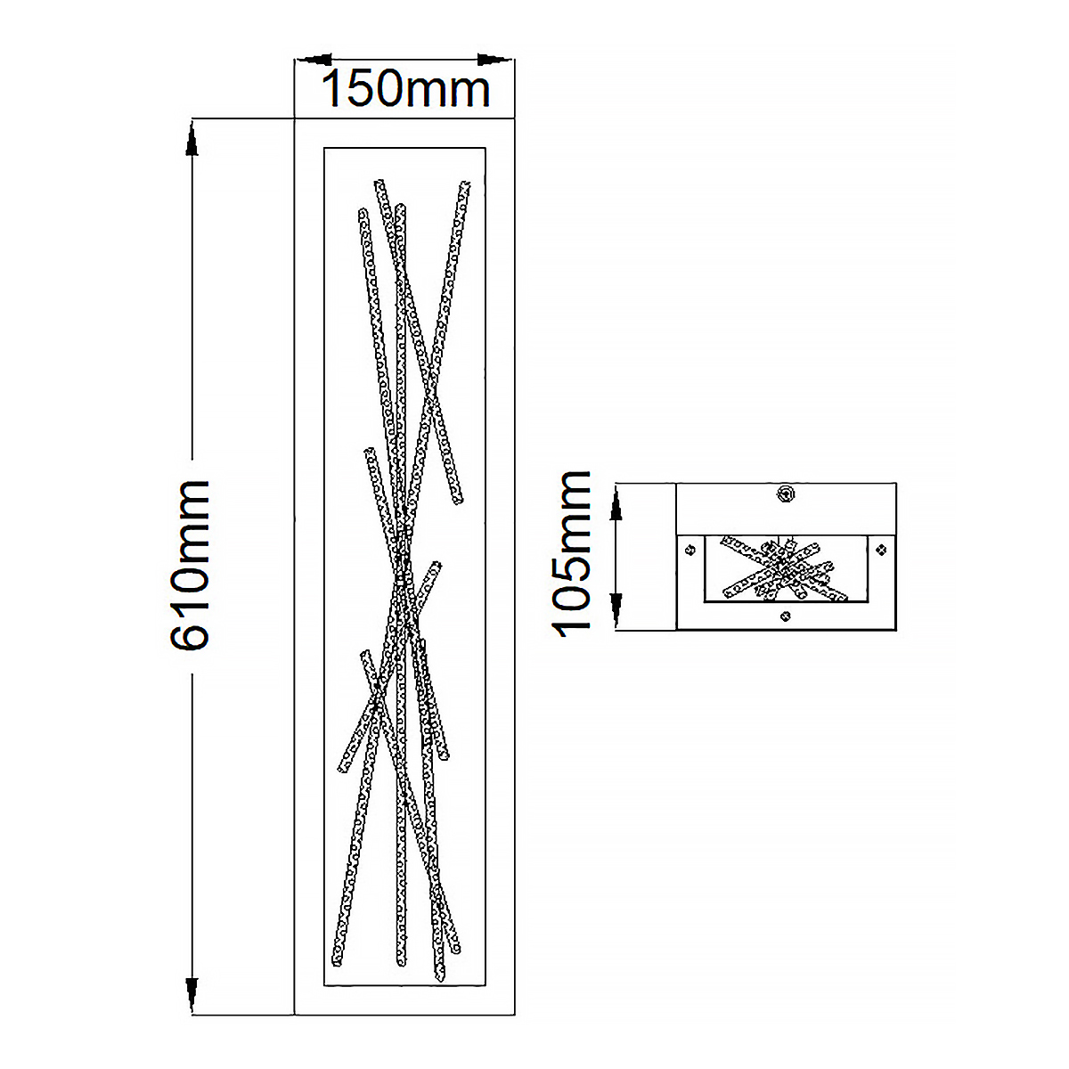 Бра в прямоугольной черной рамке с декором в виде ветвей в золотой отделке Hinkley в Костроме