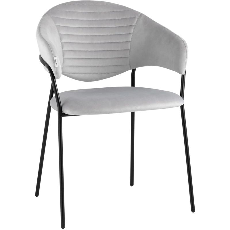 Стул Alexis Chair Светло-Серый Велюр Светло-серый Черный Стул Alexis Chair Светло-Серый Велюр Светло-серый Черный в Костроме | Loft Concept
