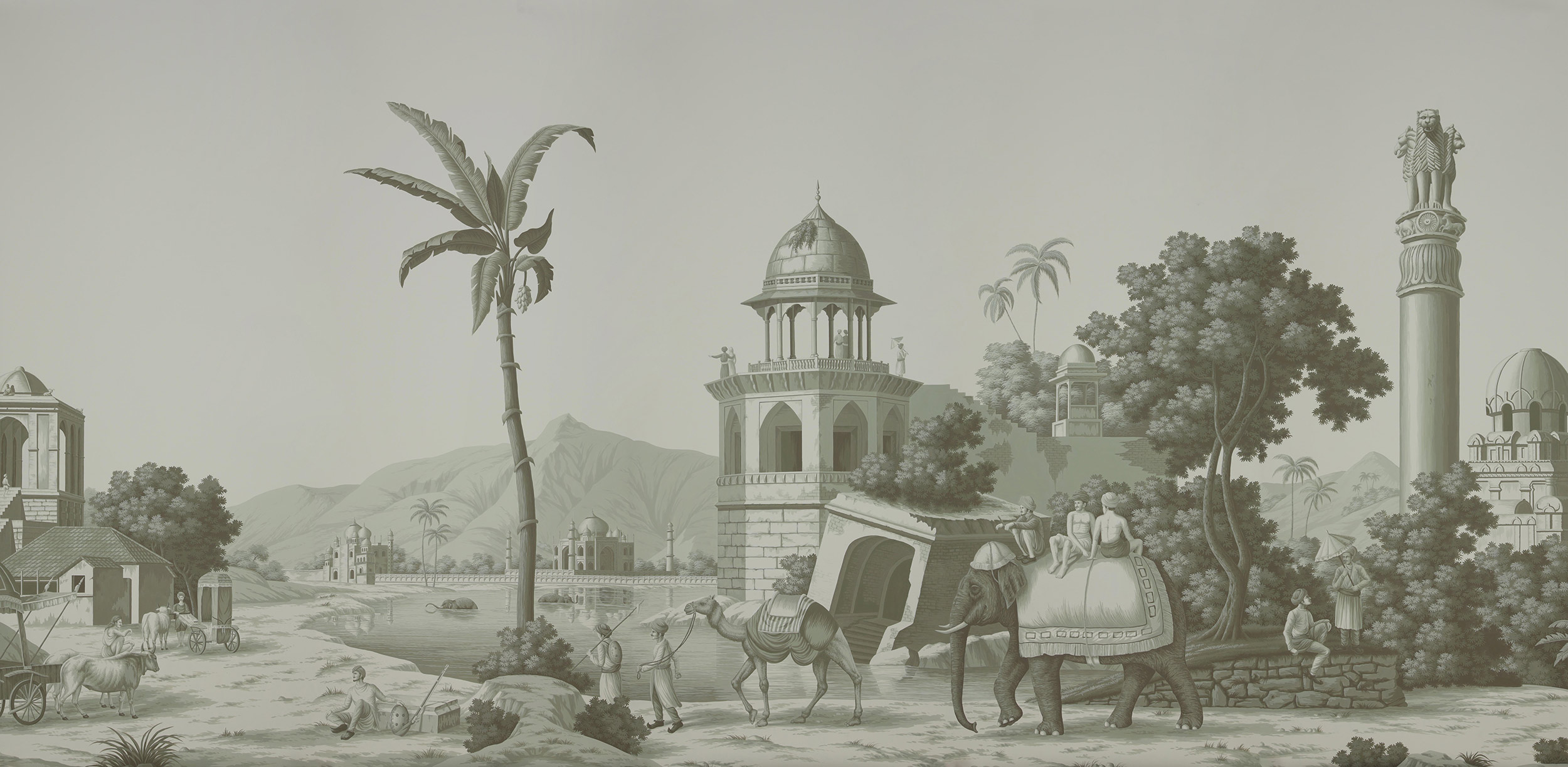 Обои ручная роспись Early Views of India Crystal Grey on scenic paper Обои ручная роспись Early Views of India Crystal Grey on scenic paper - постер Loft-Concept в Костроме