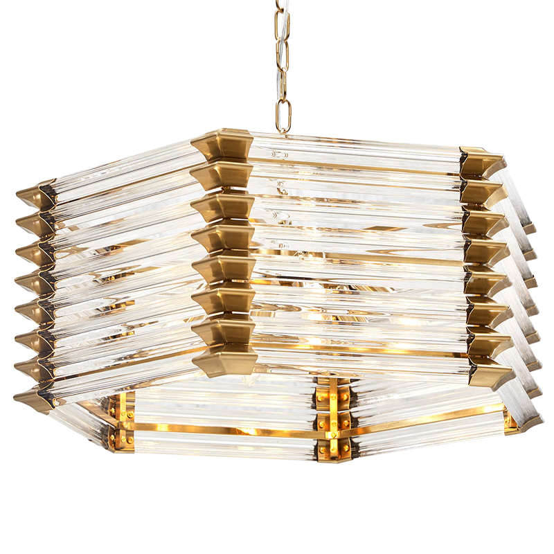 Люстра стеклянная Hexagon Tadesse Glass Chandelier Прозрачное Стекло Золотой Люстра стеклянная Hexagon Tadesse Glass Chandelier Прозрачное Стекло Золотой в Костроме | Loft Concept