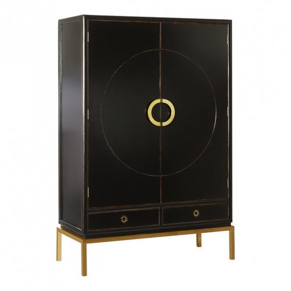 Шкаф China Rack Black Черный Золотой Шкаф China Rack Black Черный Золотой в Костроме | Loft Concept