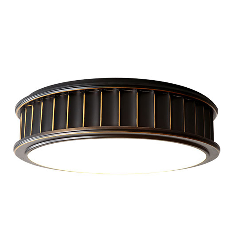 Потолочный светильник Drum Ceiling Lamp Темная бронза Белый Латунь Потолочный светильник Drum Ceiling Lamp Темная бронза Белый Латунь в Костроме | Loft Concept