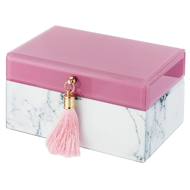 Шкатулка Pink Glass Imitation Marble Box Розовый Белый Шкатулка Pink Glass Imitation Marble Box Розовый Белый в Костроме | Loft Concept