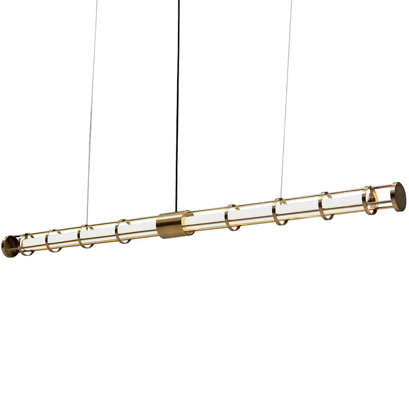 Линейный подвесной светильник Awais Rigs Linear Hanging Lamp Золотой Белый Линейный подвесной светильник Awais Rigs Linear Hanging Lamp Золотой Белый в Костроме | Loft Concept