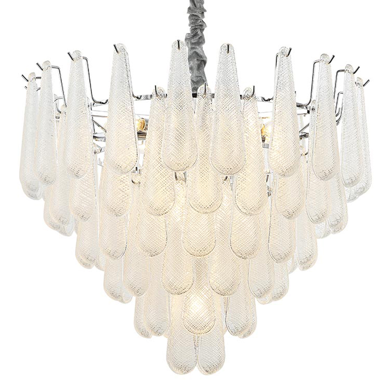 Люстра Textured Glass Drops Chandelier 19 Белый Хром Люстра Textured Glass Drops Chandelier 19 Белый Хром в Костроме | Loft Concept