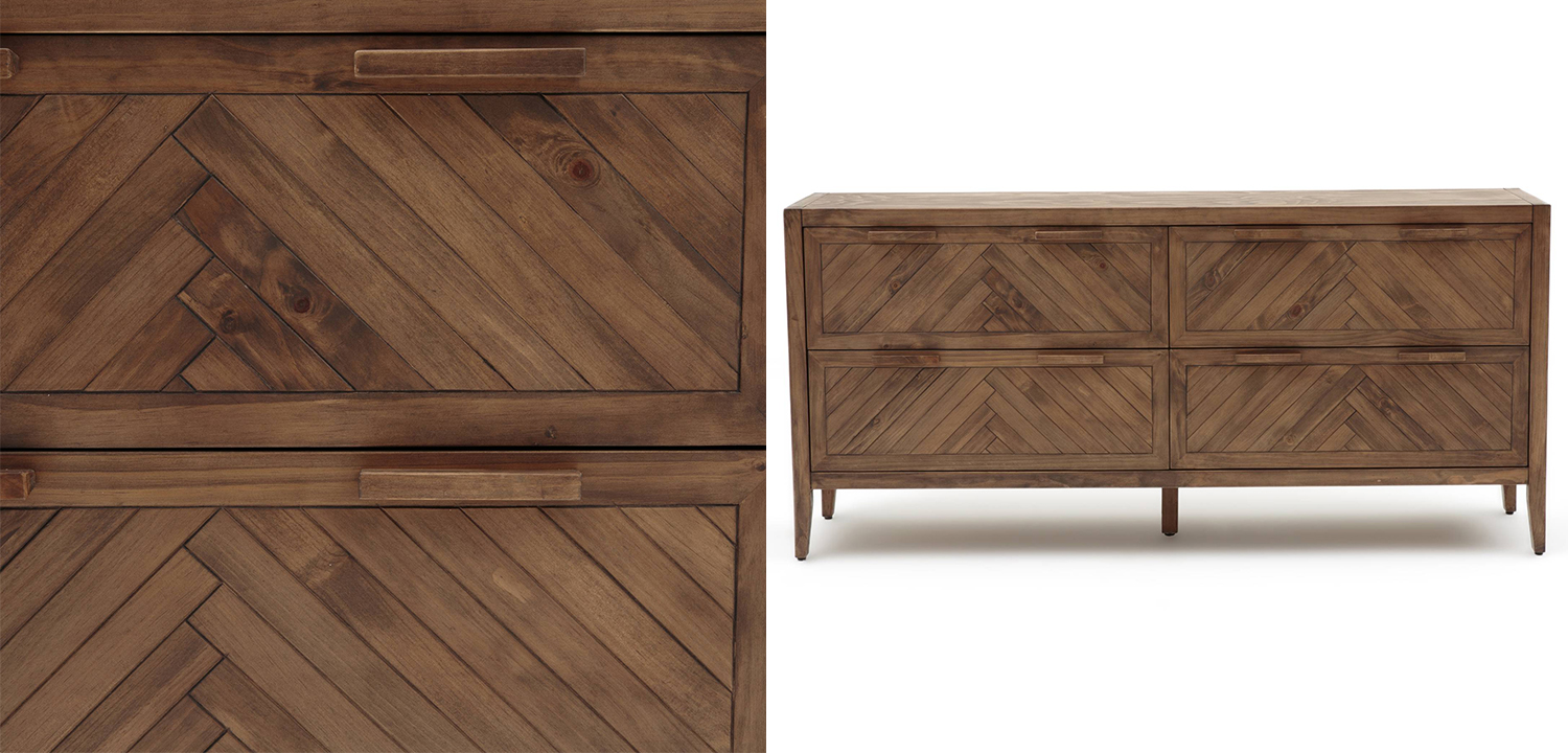 Комод из массива сосны с орнаментом "Ёлочка" Geometric Ornament с 4-мя ящиками - фото №1