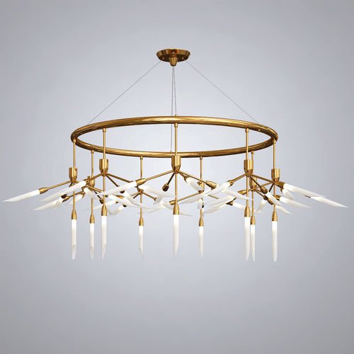 Люстра Spur Ring Chandelier Латунь Белый Люстра Spur Ring Chandelier Латунь Белый в Костроме | Loft Concept