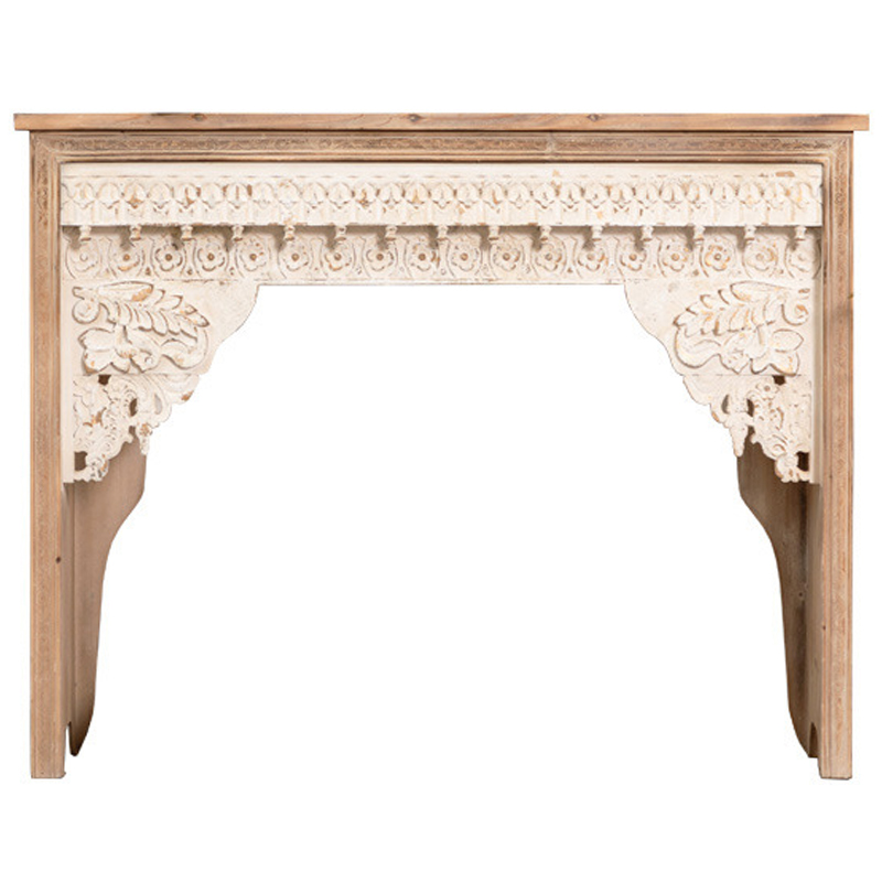 Консоль Indian Antique White Furniture Adnan Console Древесина Бежевый Консоль Indian Antique White Furniture Adnan Console Древесина Бежевый в Костроме | Loft Concept