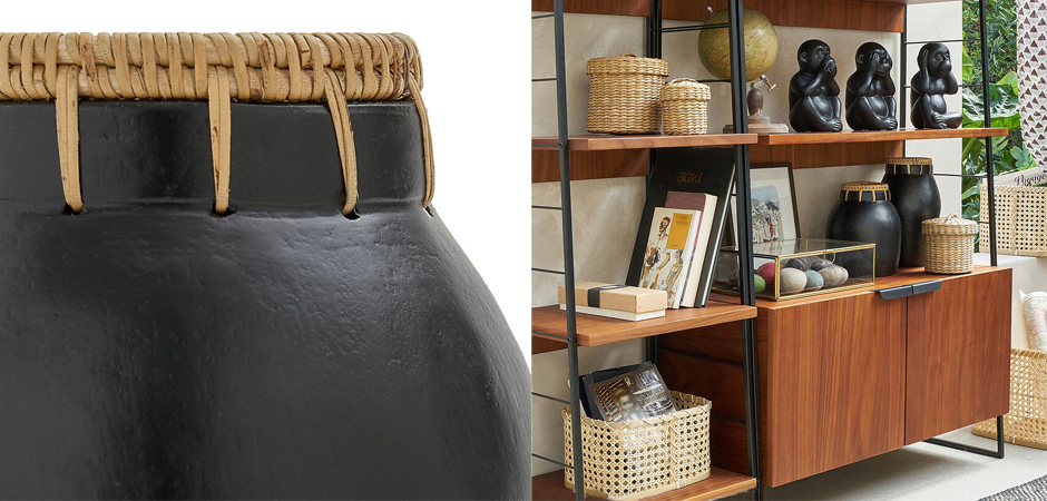 Ваза Ceramic Vase & Rattan D17 Ваза Ceramic Vase & Rattan D17 - Loft-Concept в Костроме