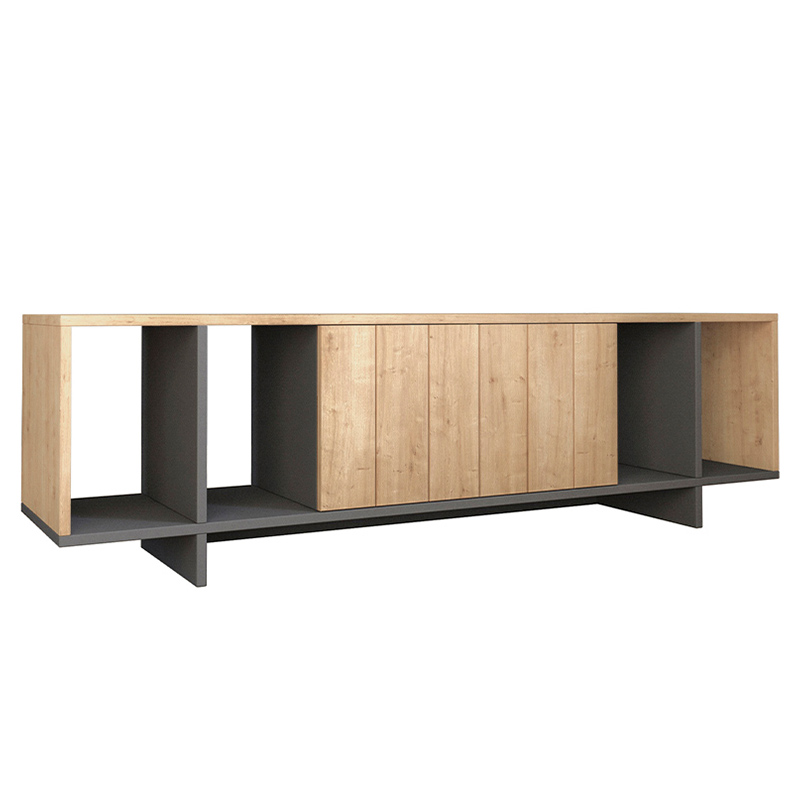 ТВ-тумба с откидной дверцей и 4-мя полками ZITANO TV STAND OAK Светлый дуб Серый ТВ-тумба с откидной дверцей и 4-мя полками ZITANO TV STAND OAK Светлый дуб Серый в Костроме | Loft Concept